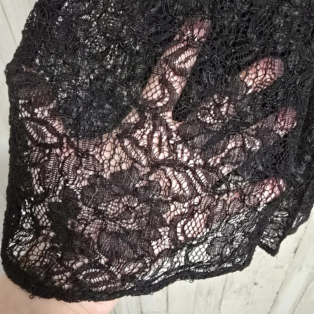 Grace Elements Victoria Black Romantic Sheer Floral Lace Skirt Size 6